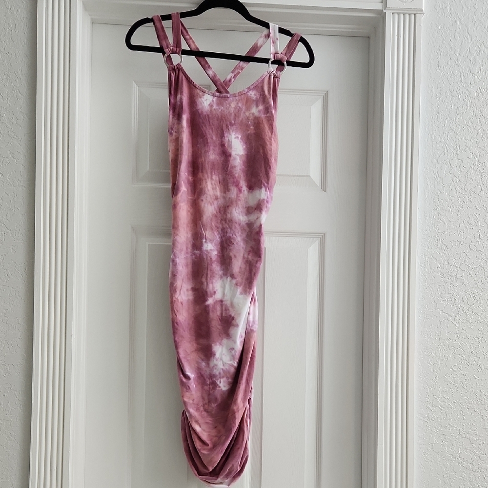 Criss-Cross Pink Tie-Dye Dress